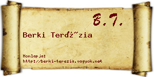 Berki Terézia névjegykártya